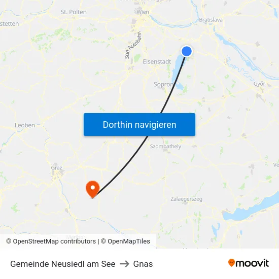 Gemeinde Neusiedl am See to Gnas map