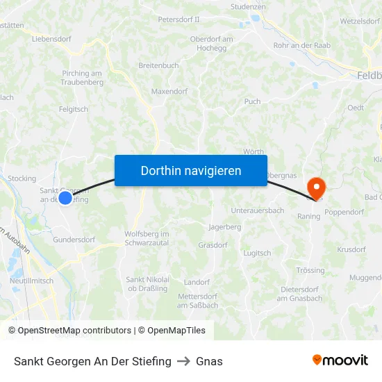 Sankt Georgen An Der Stiefing to Gnas map