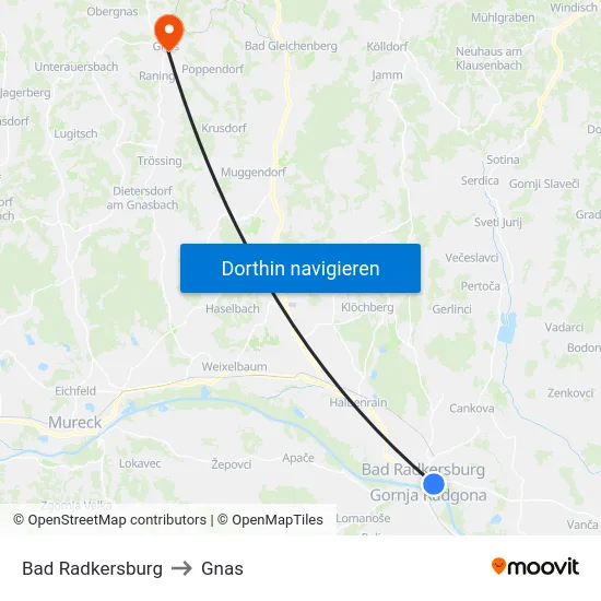 Bad Radkersburg to Gnas map