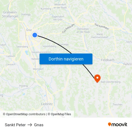 Sankt Peter to Gnas map