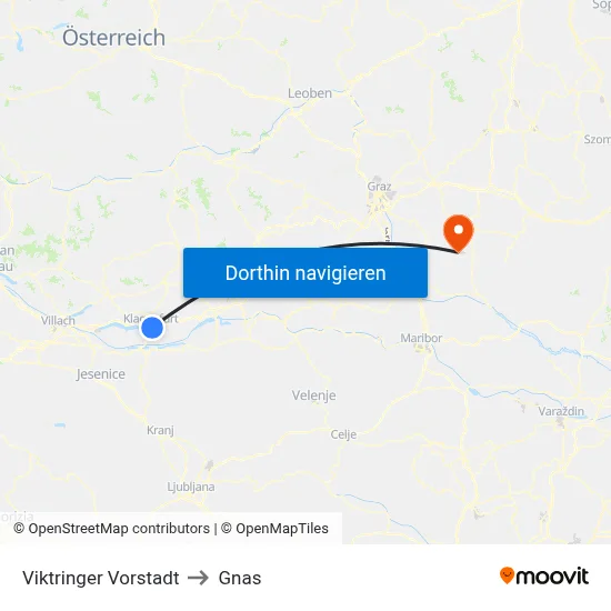 Viktringer Vorstadt to Gnas map