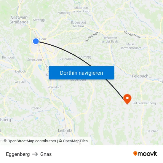 Eggenberg to Gnas map