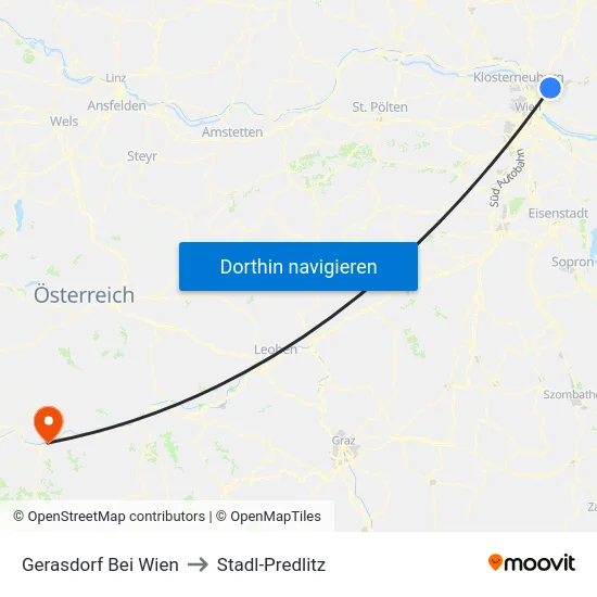 Gerasdorf Bei Wien to Stadl-Predlitz map