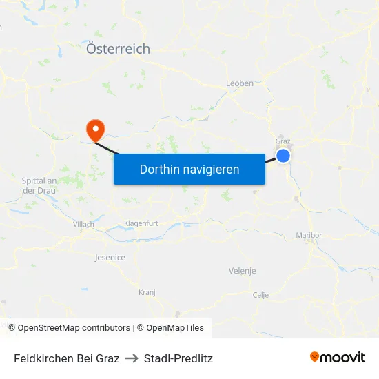 Feldkirchen Bei Graz to Stadl-Predlitz map