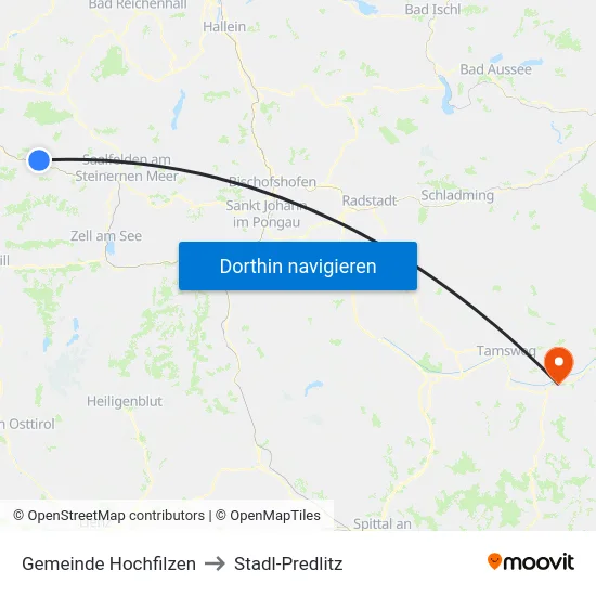 Gemeinde Hochfilzen to Stadl-Predlitz map