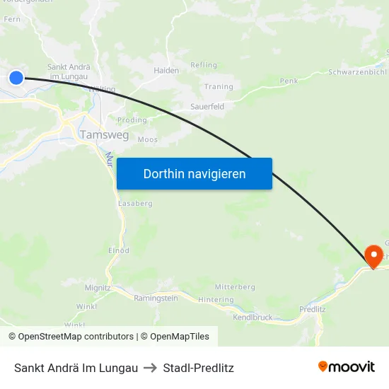 Sankt Andrä Im Lungau to Stadl-Predlitz map