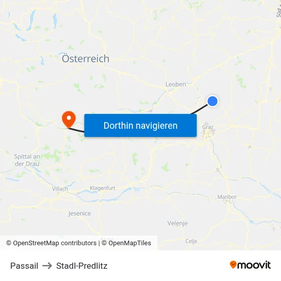 Passail to Stadl-Predlitz map
