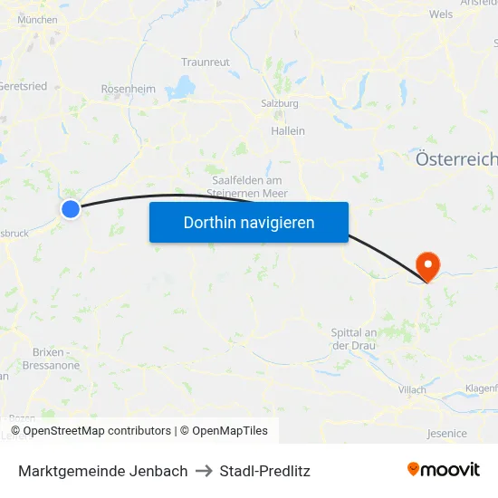 Marktgemeinde Jenbach to Stadl-Predlitz map
