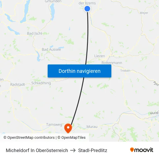Micheldorf In Oberösterreich to Stadl-Predlitz map