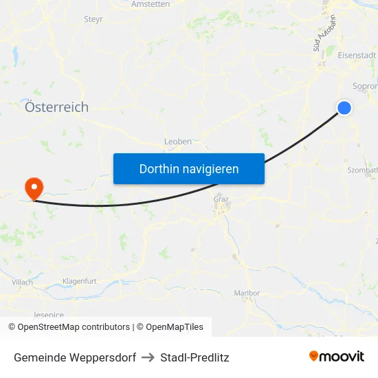 Gemeinde Weppersdorf to Stadl-Predlitz map