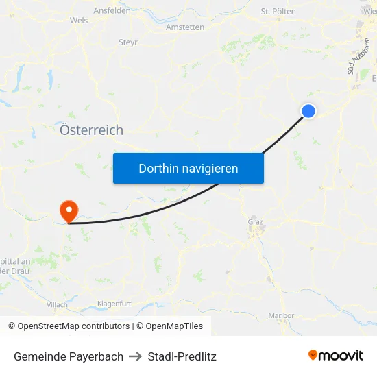 Gemeinde Payerbach to Stadl-Predlitz map
