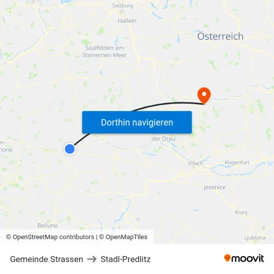 Gemeinde Strassen to Stadl-Predlitz map