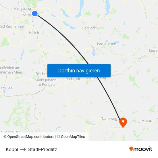 Koppl to Stadl-Predlitz map