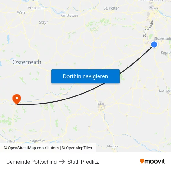 Gemeinde Pöttsching to Stadl-Predlitz map