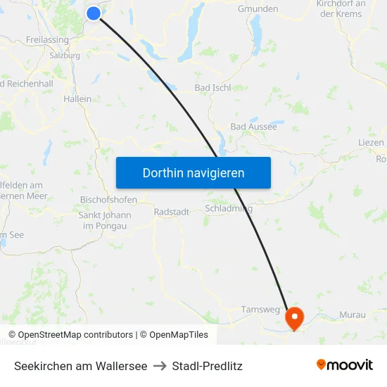 Seekirchen am Wallersee to Stadl-Predlitz map