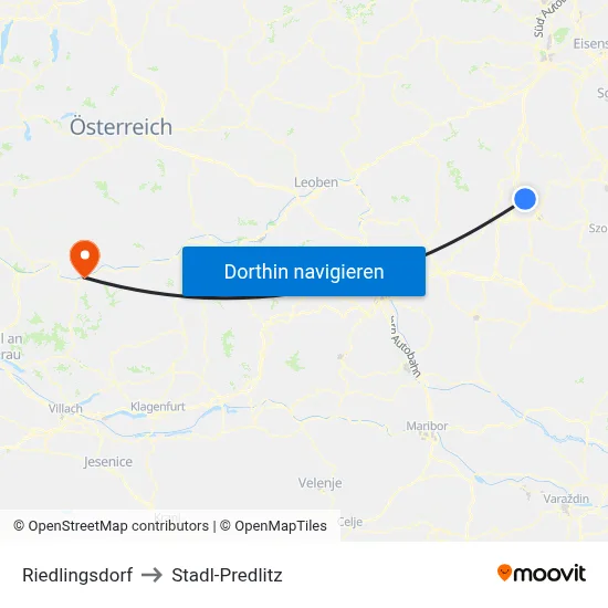 Riedlingsdorf to Stadl-Predlitz map