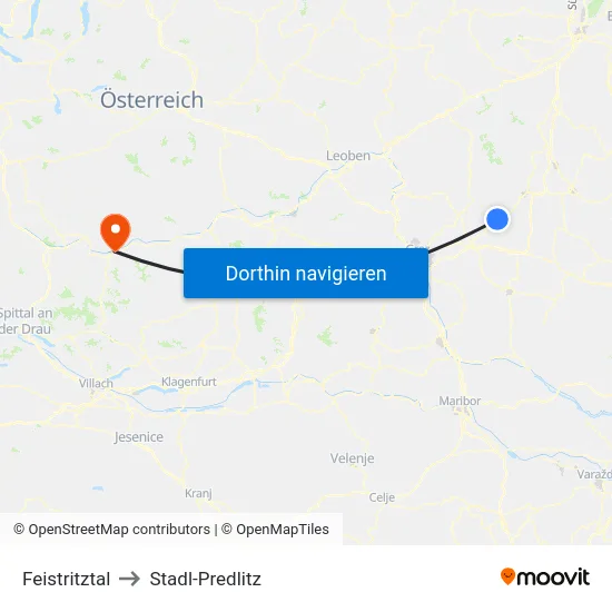 Feistritztal to Stadl-Predlitz map
