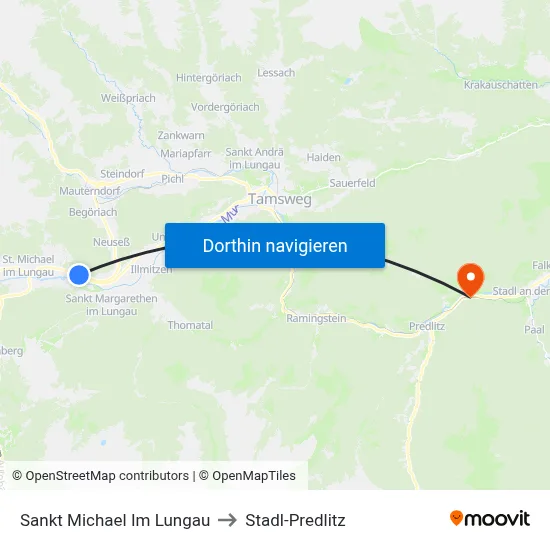Sankt Michael Im Lungau to Stadl-Predlitz map