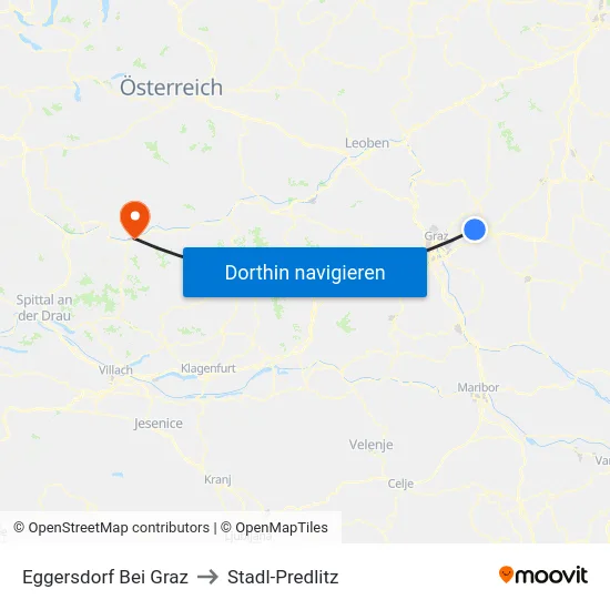 Eggersdorf Bei Graz to Stadl-Predlitz map