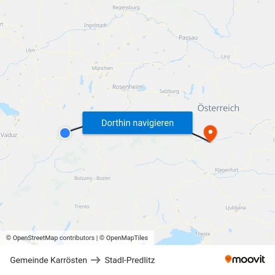 Gemeinde Karrösten to Stadl-Predlitz map