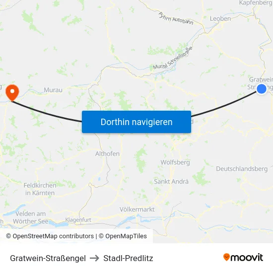 Gratwein-Straßengel to Stadl-Predlitz map