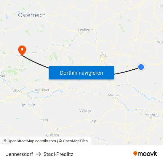 Jennersdorf to Stadl-Predlitz map