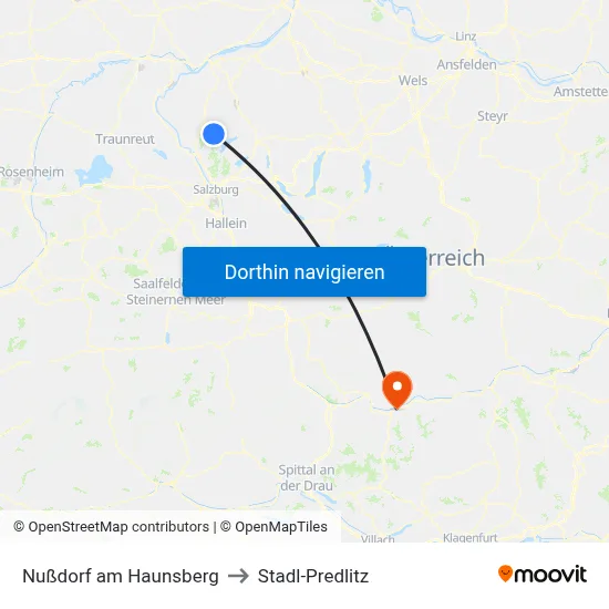 Nußdorf am Haunsberg to Stadl-Predlitz map