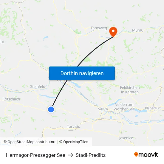 Hermagor-Pressegger See to Stadl-Predlitz map