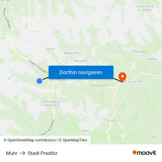 Muhr to Stadl-Predlitz map