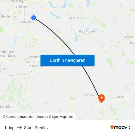 Krispl to Stadl-Predlitz map