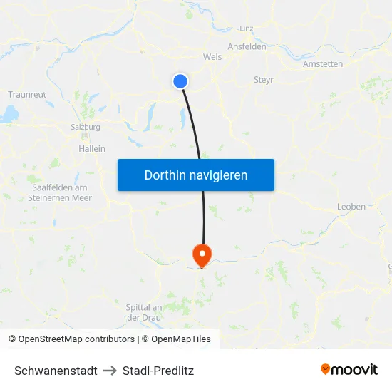 Schwanenstadt to Stadl-Predlitz map