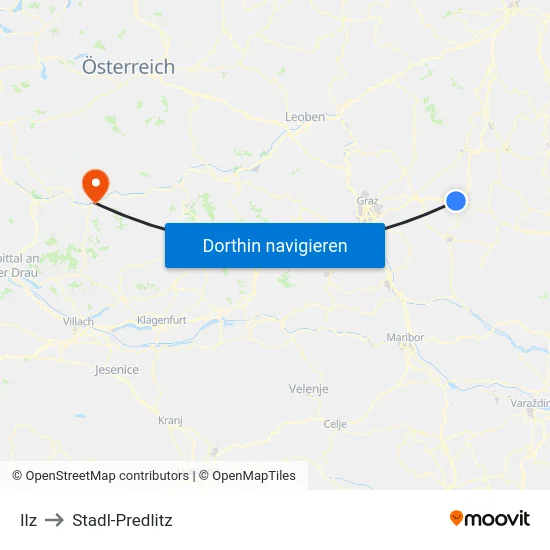 Ilz to Stadl-Predlitz map