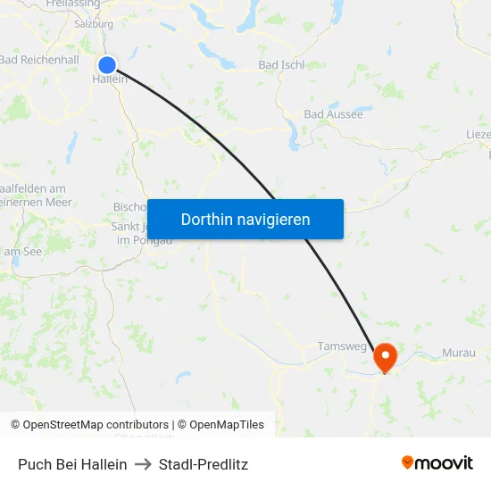 Puch Bei Hallein to Stadl-Predlitz map