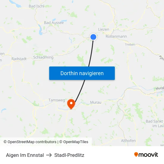 Aigen Im Ennstal to Stadl-Predlitz map