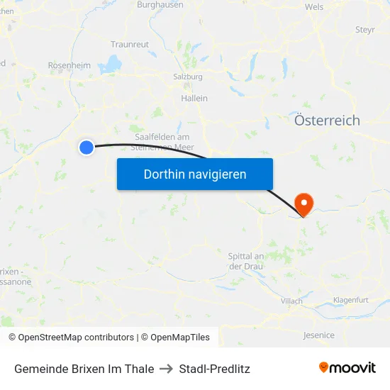 Gemeinde Brixen Im Thale to Stadl-Predlitz map