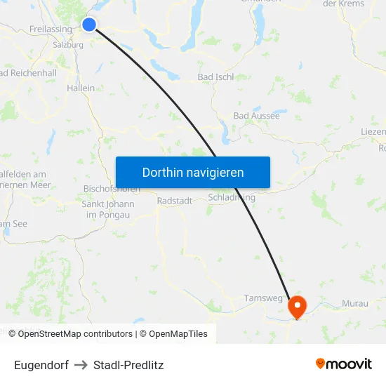 Eugendorf to Stadl-Predlitz map