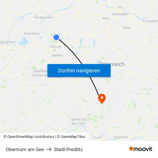 Obertrum am See to Stadl-Predlitz map
