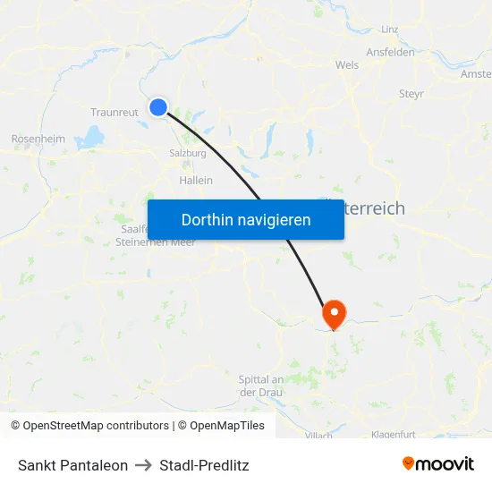Sankt Pantaleon to Stadl-Predlitz map