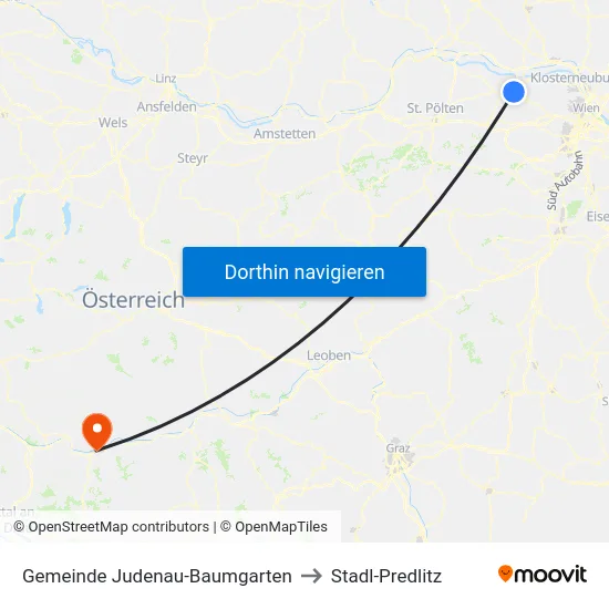 Gemeinde Judenau-Baumgarten to Stadl-Predlitz map