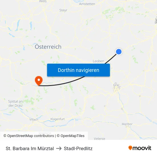 St. Barbara Im Mürztal to Stadl-Predlitz map