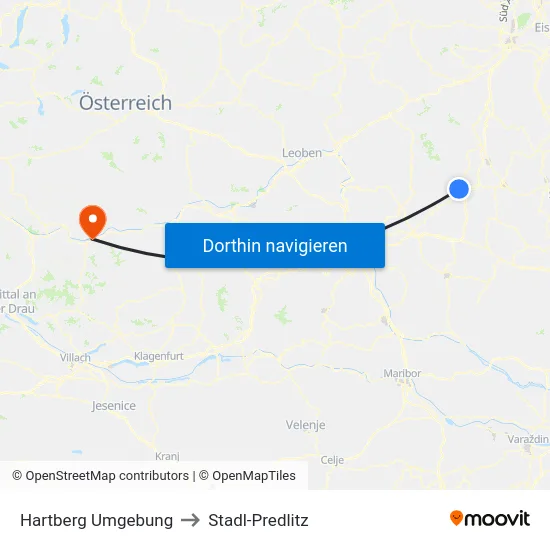 Hartberg Umgebung to Stadl-Predlitz map