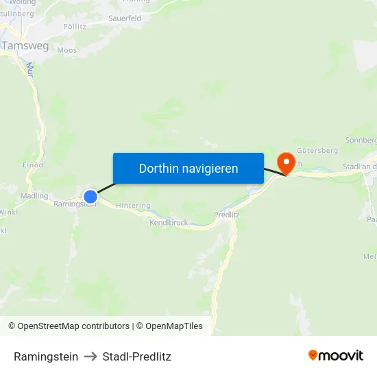 Ramingstein to Stadl-Predlitz map