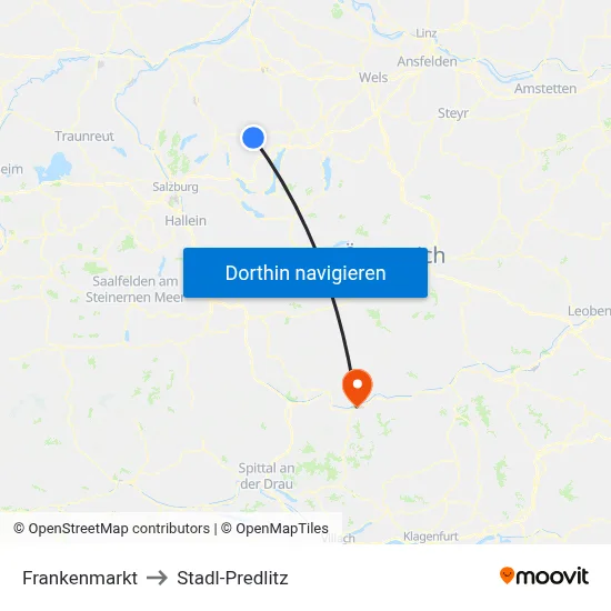 Frankenmarkt to Stadl-Predlitz map