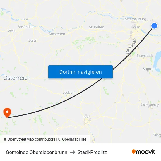 Gemeinde Obersiebenbrunn to Stadl-Predlitz map
