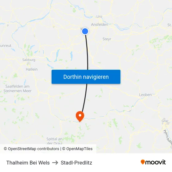 Thalheim Bei Wels to Stadl-Predlitz map