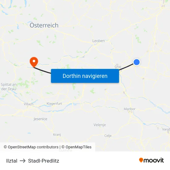 Ilztal to Stadl-Predlitz map