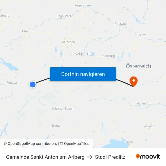 Gemeinde Sankt Anton am Arlberg to Stadl-Predlitz map