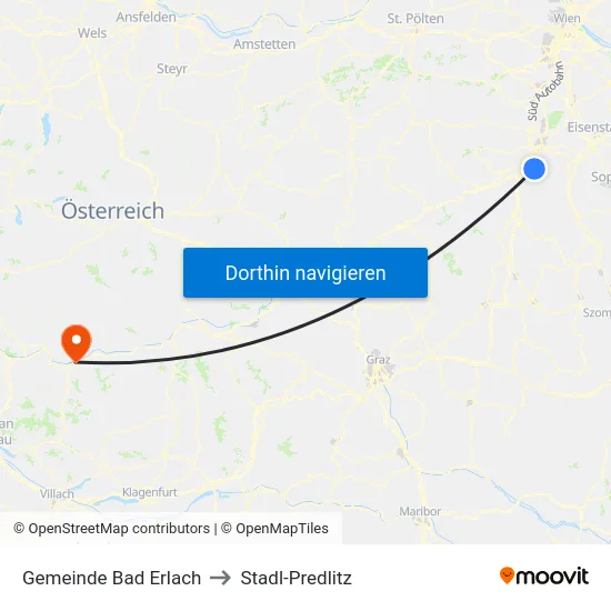 Gemeinde Bad Erlach to Stadl-Predlitz map