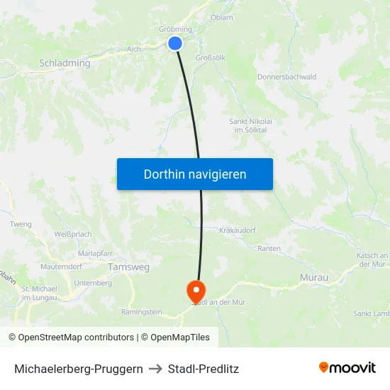 Michaelerberg-Pruggern to Stadl-Predlitz map