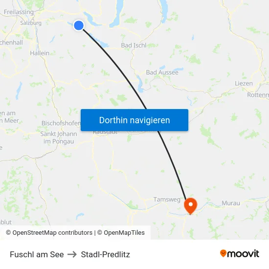 Fuschl am See to Stadl-Predlitz map